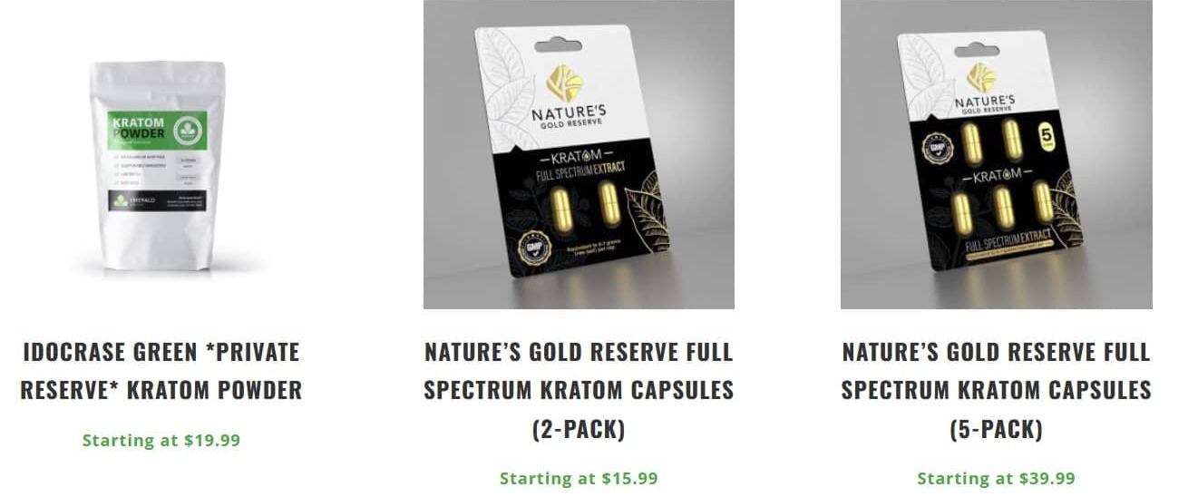 Emerald kratom product costs $19.99-$39.99